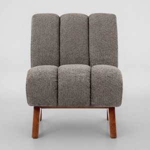 Art Leon Polar Fleece Fabric Upholstered Accent Slipper Chair with Rubber Wood Legs - 1 of 4
