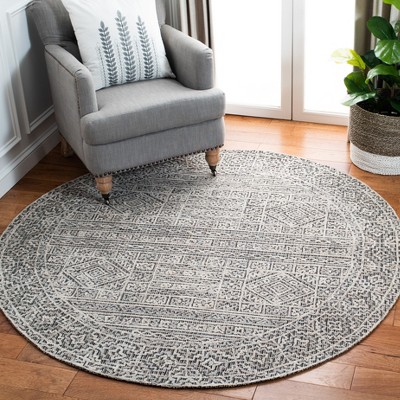 Handmade Black and Gray Wool Round Tufted Area Rug