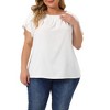 Agnes Orinda Women's Plus Size Elegant Pleated Petal Tulip Short Sleeve Office Work Summer Blouses - 2 of 4