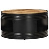 vidaXL Round Coffee Table - Solid Rough Mango Wood, Powder-Coated Iron Frame, Black, 26.8"x26.8"x14.2", Sturdy and Durable Construction - 2 of 4