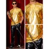 INSPIRE CHIC Men's Crew Neck Short Sleeve Party Disco Shiny Holographic T-Shirts - 4 of 4