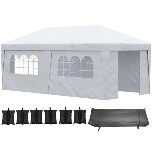 Outsunny 10' x 19' Pop Up Canopy with Easy Up Steel Frame, 3-Level Adjustable Height and Carrying Bag, Sun Shad, Party Tent for Patio, Backyard