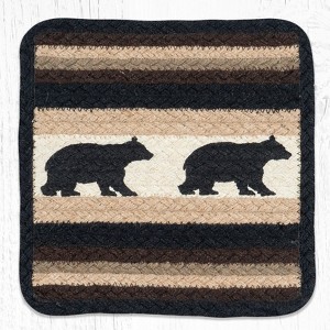 Earth Rugs V-313 Cabin Bear Square Jute Trivet 10"x10" Rustic Table Protector - 1 of 3