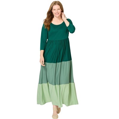 Woman Within Plus Size Colorblock Tiered Dress
