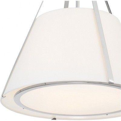 Polished Nickel 3-Light Pendant with White Silk Shade