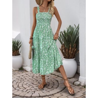 Summer Sundress For Women Women's Floral Maxi Dress - Sleeveless V-Neck  Spaghetti Strap Summer Sundress, Loose Fit Floor Length Botanical Maxi Dress