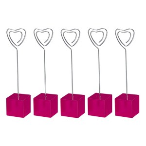 Unique Bargains Metal Resin Cube Base Note Shape Pictures Place Card Holder 5 Pcs - 1 of 4