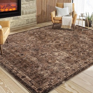 Garvee Vintage Runner Washable Area Rug for Bedroom Living Room Non-Slip Hallway Runners Accent Super Soft Thin Indoor Carpet for Dining Room Bedroom - 1 of 4