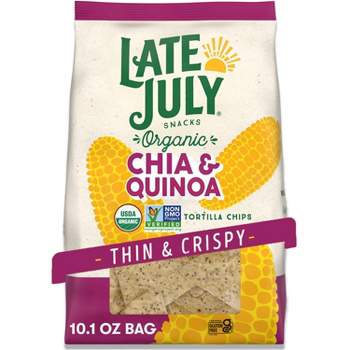 Late July Snacks Thin and Crispy Organic Tortilla Chips with Chia and Quinoa - 10.1oz