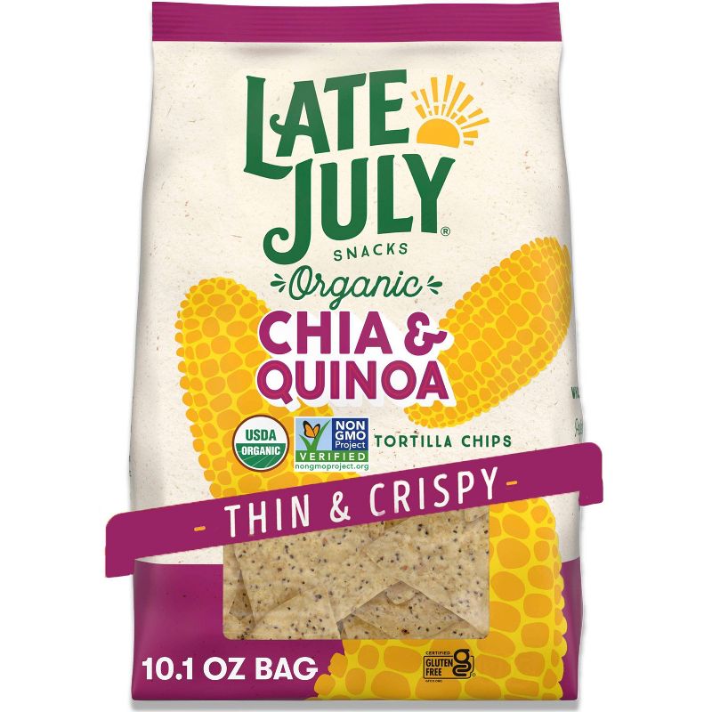Late July Snacks Thin and Crispy Organic Tortilla Chips with Chia and Quinoa - 10.1oz, 1 of 8