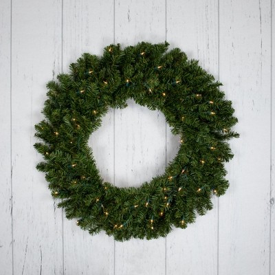 Lush Two-Tone Canadian Pine 30" Artificial Christmas Wreath with Clear Lights