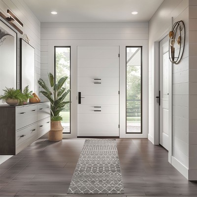 Handmade Dark Grey Geometric 6' Square Synthetic Area Rug