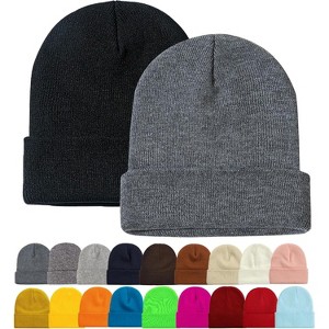 MSDC 1&2 Pack Beanie for Men Women Slouchy Beanie Hats Winter Knit Caps Soft Ski Hat Unisex - 1 of 4