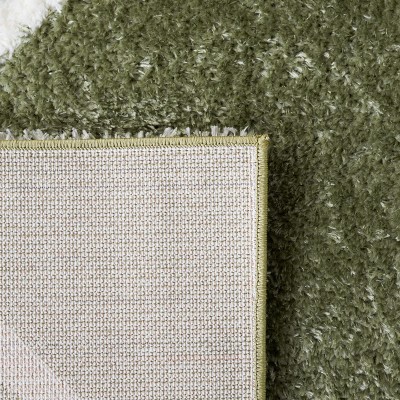 Sage and White Rectangular Shag Area Rug 4' x 6'