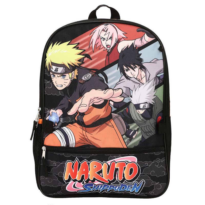 Naruto Anime Character Print Orange and Black 5-Piece Backpack Set For Boys, 2 of 9