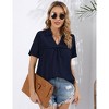 Women's V Neck Tops Summer Short Sleeve Solid Color T-shirts Casual Blouses - 3 of 4