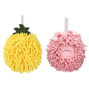 REGALWOVEN 2 Pcs Comfortable Soft Absorbent Chenille Ball Fuzzy Hand Towels - 1 of 4