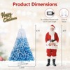 Costway 6 FT Artificial Christmas Tree with 250 Warm White LED Lights, 8 Lighting Modes & Folding Metal Stand White & Blue - 2 of 4