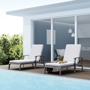 HAPPATIO Chaise Lounge Chair Outdoor - Patio Aluminum Chaise Lounge Chair, Adjustable Positions Chair - 1 of 4