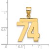 Black Bow Jewelry 14k Yellow Gold, Athletic Collection Medium Polished Number 74 Pendant - 2 of 3