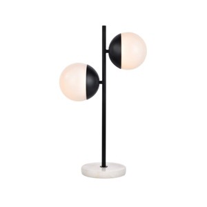 Elegant Lighting Eclipse 2 Lights Black Table Lamp With Frosted White Glass - 1 of 2