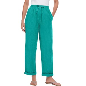 Woman Within Women's Plus Size Petite Seersucker Pant - 1 of 4
