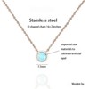 Clotth Stainless Steel Opal Pendant Necklace for Women | Created Opal Cubic Zirconia Delicate Choker | Round Opal Necklace - 2 of 4