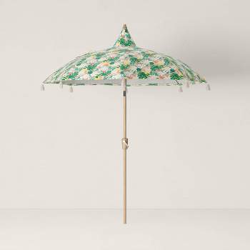 7.2' x 7.2' Patio Market Umbrella with Tassel Marin - Light Wood Pole - Opalhouse™ designed with Jungalow™
