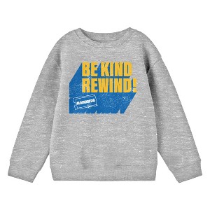 Blockbuster Be Kind, Rewind Distressed Junior's Gray Sweatshirt - 1 of 2