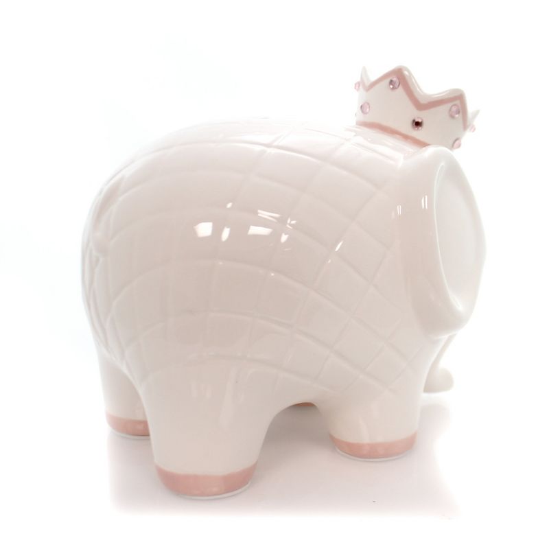 Child To Cherish 7.75 In White W/Pink Coco Elephant Bank Crown Baby Decorative Banks, 3 of 5