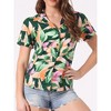 Allegra K Women's Hawaiian Floral Leaves Printed Short Sleeve Button Down Vintage Shirt - 2 of 4