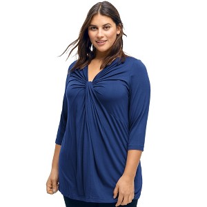 ellos Women's Plus Size Twisted Knot-Front Tunic - 1 of 4