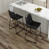 37"H PU Material Modern Minimalist Bar Stools Set of 2 with Footrest and Non-Slip Pads for Kitchen, Bar, or Home - 2 of 4
