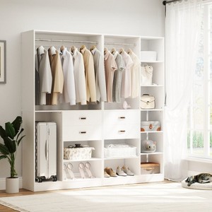 Aheaplus Set of 2 Freestanding Closet Storage Organizer with Hanging Rods, 79''W Closet Organization with Drawers and Shelves - 1 of 4