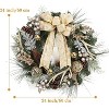 Acekool 24-Inch Pre-Lit Winter Wreath with LED Lights, Champagne Gold Faux Antlers, Pine Cones, Ball Ornaments, Battery-Operated - 2 of 4