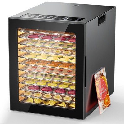 Teendow 12-Trays Food Dehydrator, Stainless Steel Food Dryer for Kitchen, 850W Dehydrators for Fruit, Meats and Vegetable, 10 Presets, Timer, Black