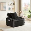 TiramisuBest 3-in-1 Convertible Sleeper Chair Bed, Pull Out Sofa Bed with USB Ports & Cup Holder, Adjustable Backrest, Beige Velvet for Small Spaces - 2 of 4