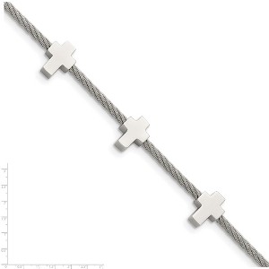 Chisel Stainless Steel Polished Crosses on Twisted Wire Bracelet 7.5" with .75" Extension - 1 of 4
