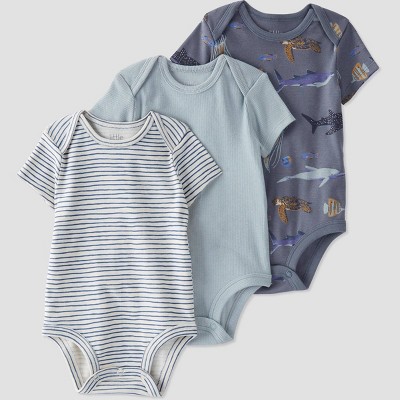 Image of Little Planet by Carter's Organic Baby 3pk Whale Bodysuit - Green/Blue/White Newborn