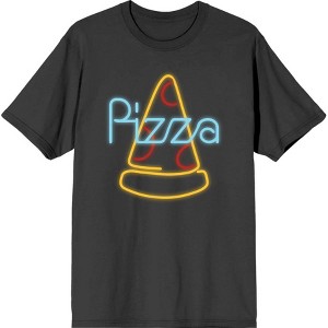 My Pizza Day Neon Pepperoni Pizza Slice Crew Neck Short Sleeve Adult T-shirt - 1 of 2