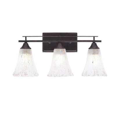 Toltec Lighting Uptowne 3 - Light Vanity in  Dark Granite with 5.5" Fluted Frosted Crystal Shade