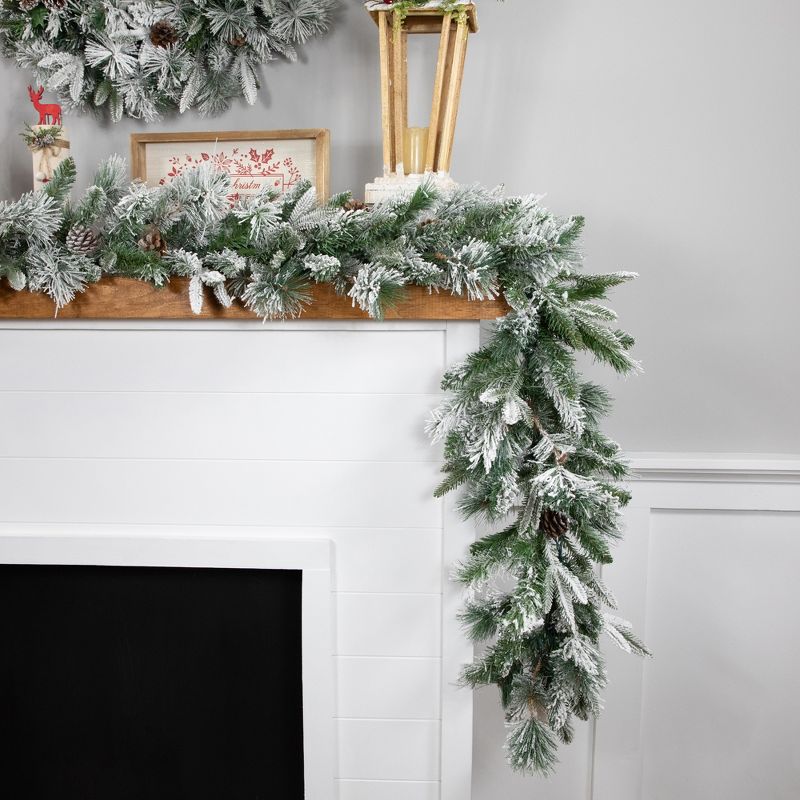 Northlight Real Touch™️ Flocked Rosemary Emerald Angel Pine Artificial Christmas Garland - 9' x 14" - Unlit, 4 of 11