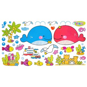 Slickblue Dolphins Couple Wall Decals 13x23.5 inch – Quick Apply Vinyl Art for Bedroom & Living Room Walls - 1 of 3