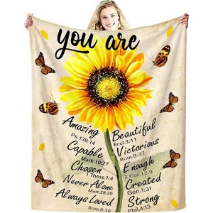 Christian Gifts for Women Inspirational Bible Verse Blanket Throw Flannel Blanket. - 1 of 4