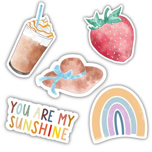 Big Moods Sunny Vibes Watercolor Aesthetic Sticker Pack 5pc : Target
