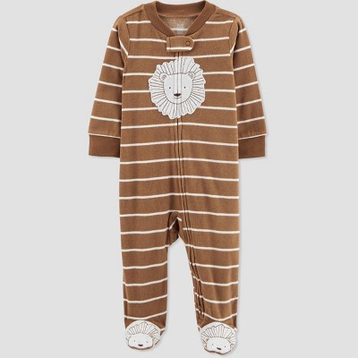 Carter's Just One You® Baby Boys' Lion Striped Microfleece Footed Pajama - Brown 0-3M