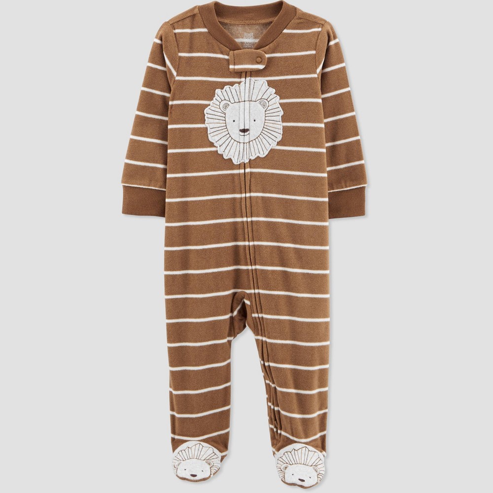 size 3M Carter's Just One You Baby Boys' Lion Striped Microfleece Footed Pajama - Brown 