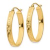 Black Bow Jewelry 4mm x 30mm 14k Yellow Gold Satin & Diamond-Cut Oval Hoop Earrings - 2 of 4