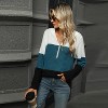 Women Pullover Loose Long-Sleeved Hooded Top With Contrast Color Stitching And Zipper - 2 of 3