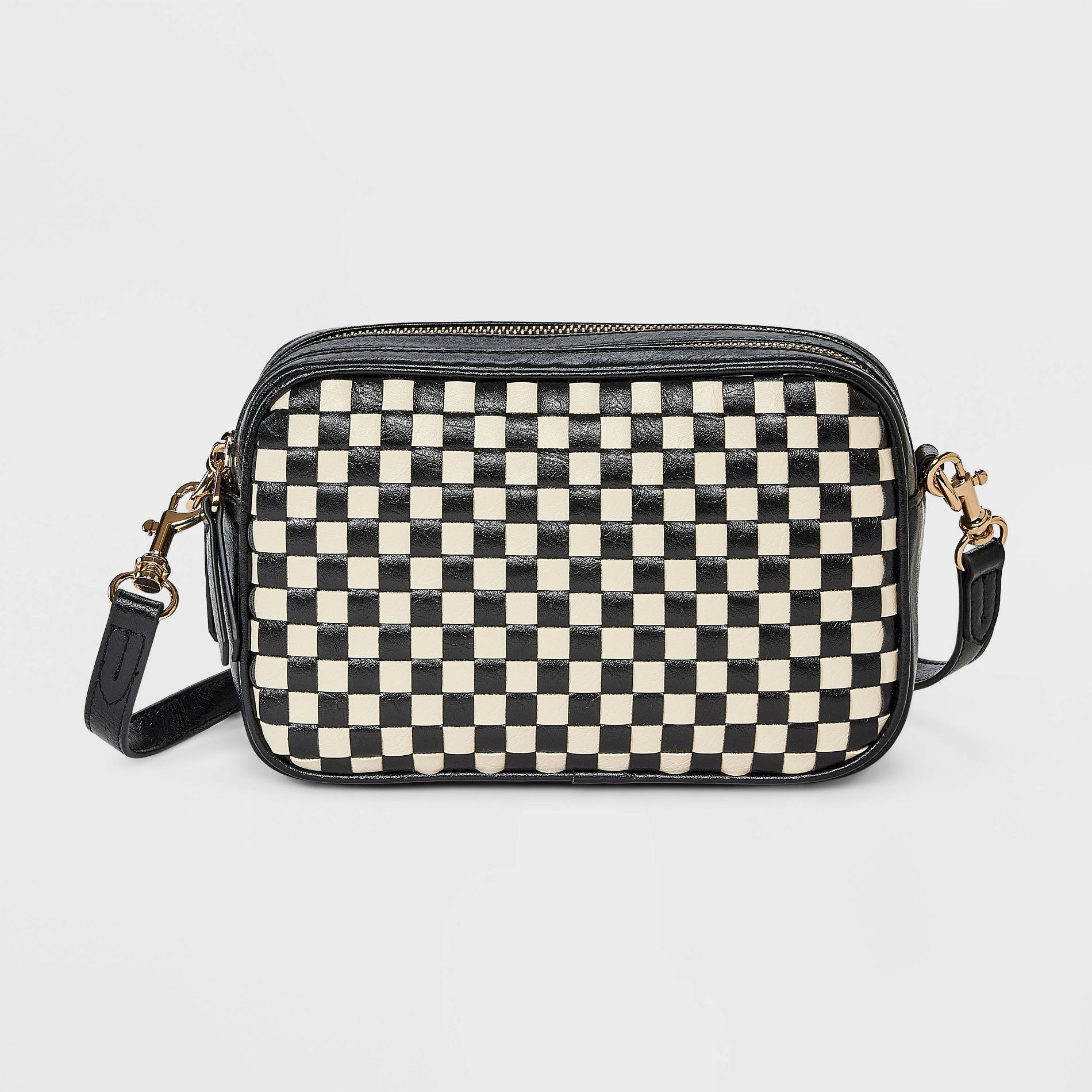 Double Zip Camera Crossbody Bag - Universal Thread™ White/Black